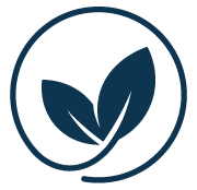 Icon of two leaves inside a circle on a white background
