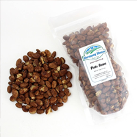 Pouch of red beans with a label on a white background