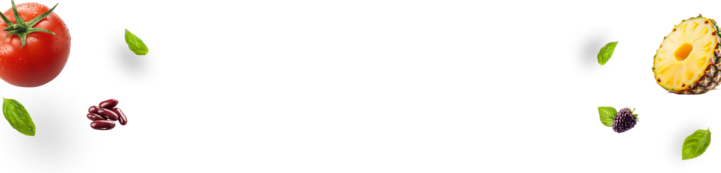 Fruits and vegetables on a white background