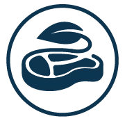 Icon of a fish with a leaf on a white background