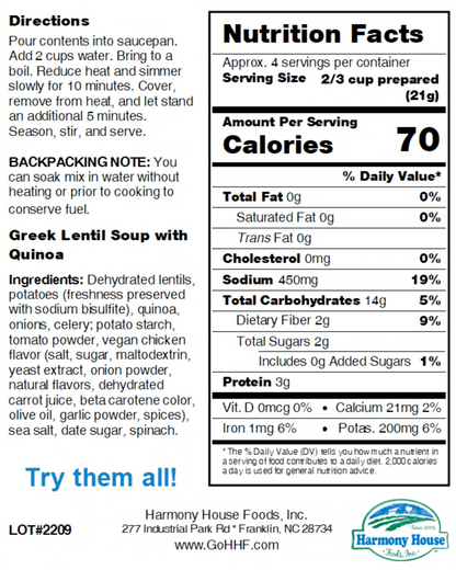 Quinoa Greek Lentil Soup Blend