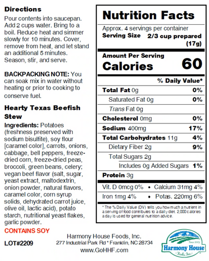 Hearty Texas Beefish Stew Blend