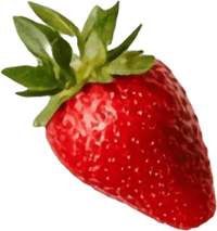Red strawberry with green leaves on a transparent background