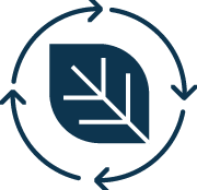 Logo with a leaf design and circular arrows around it